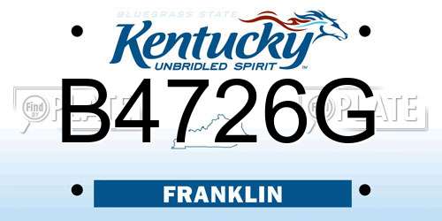 B4726G Kentucky License Plate