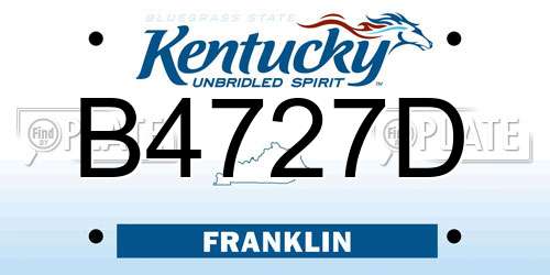 B4727D Kentucky License Plate