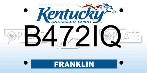 B472IQ Kentucky License Plate
