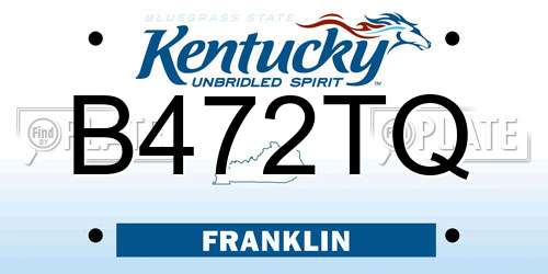 B472TQ Kentucky License Plate