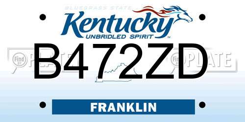B472ZD Kentucky License Plate