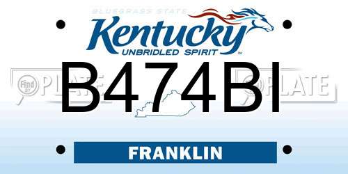 B474BI Kentucky License Plate