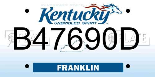 B47690D Kentucky License Plate