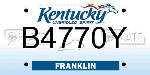 B4770Y Kentucky License Plate