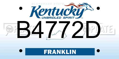B4772D Kentucky License Plate