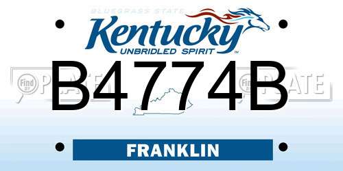 B4774B Kentucky License Plate