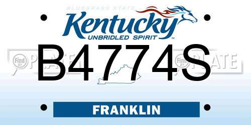 B4774S Kentucky License Plate