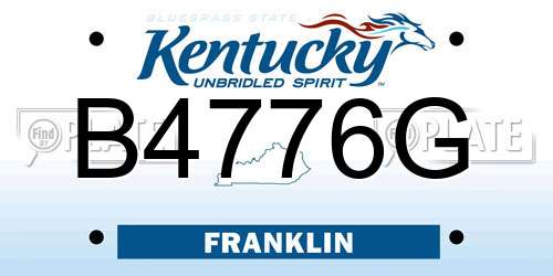 B4776G Kentucky License Plate