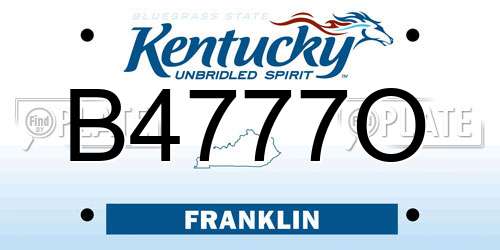 B4777O Kentucky License Plate