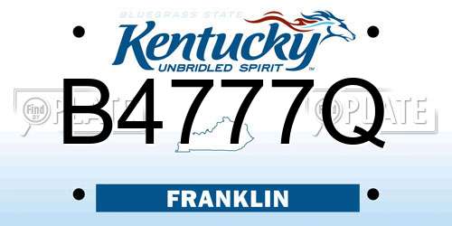 B4777Q Kentucky License Plate