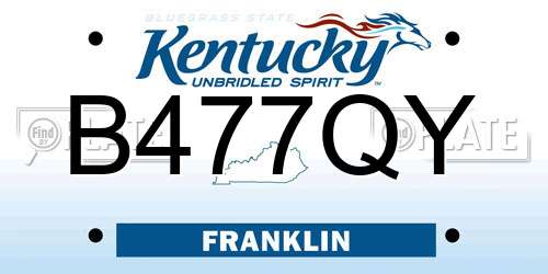 B477QY Kentucky License Plate
