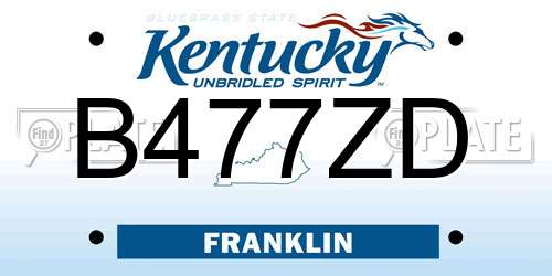 B477ZD Kentucky License Plate