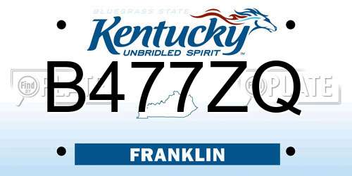 B477ZQ Kentucky License Plate