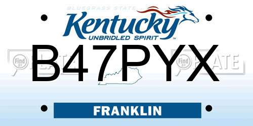 B47PYX Kentucky License Plate