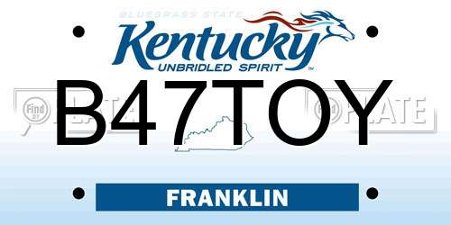 B47TOY Kentucky License Plate