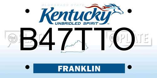 B47TTO Kentucky License Plate