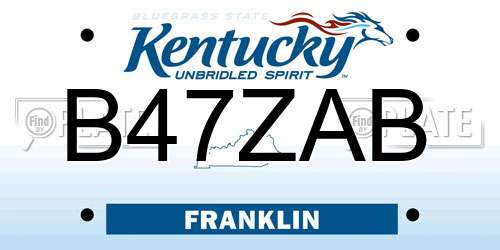 B47ZAB Kentucky License Plate