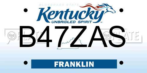 B47ZAS Kentucky License Plate