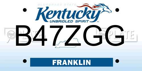 B47ZGG Kentucky License Plate