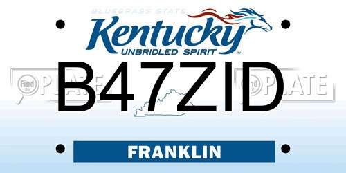B47ZID Kentucky License Plate