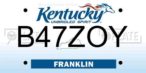 B47ZOY Kentucky License Plate