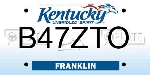 B47ZTO Kentucky License Plate