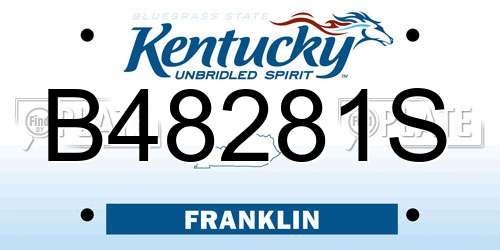 B48281S Kentucky License Plate