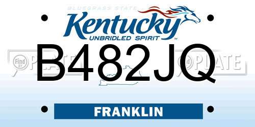 B482JQ Kentucky License Plate