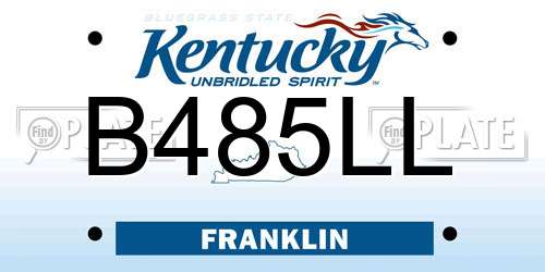 B485LL Kentucky License Plate