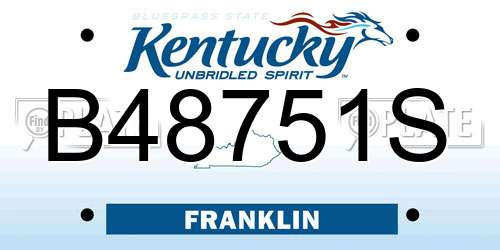 B48751S Kentucky License Plate