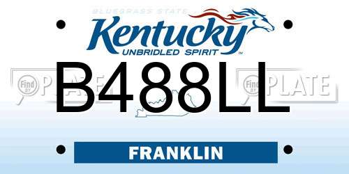 B488LL Kentucky License Plate