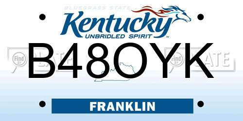 B48OYK Kentucky License Plate