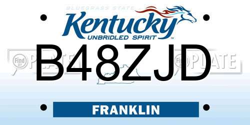B48ZJD Kentucky License Plate