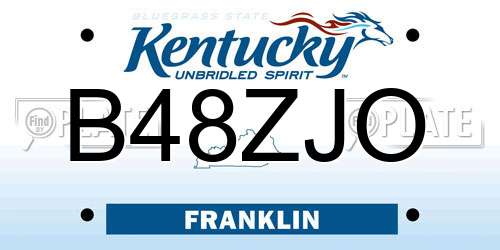 B48ZJO Kentucky License Plate