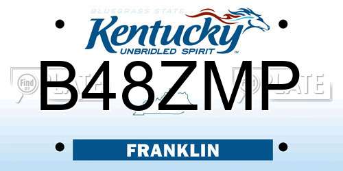 B48ZMP Kentucky License Plate