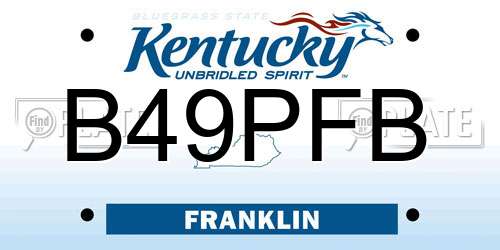 B49PFB Kentucky License Plate