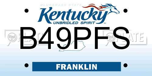 B49PFS Kentucky License Plate