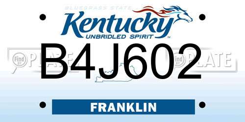 B4J602 Kentucky License Plate
