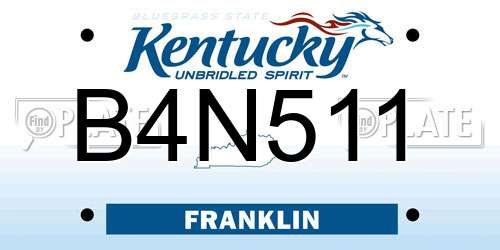 B4N511 Kentucky License Plate