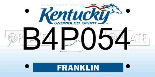 B4P054 Kentucky License Plate