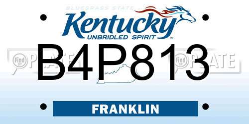 B4P813 Kentucky License Plate