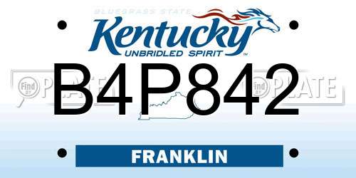 B4P842 Kentucky License Plate