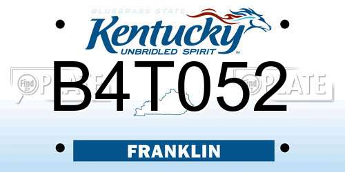 B4T052 Kentucky License Plate