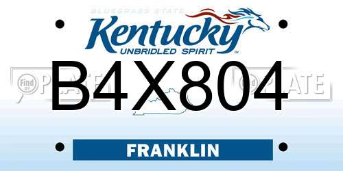 B4X804 Kentucky License Plate