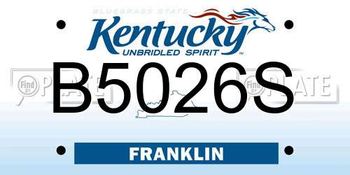 B5026S Kentucky License Plate