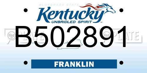 B502891 Kentucky License Plate