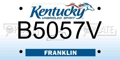 B5057V Kentucky License Plate