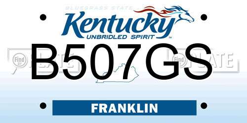 B507GS Kentucky License Plate