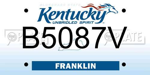 B5087V Kentucky License Plate