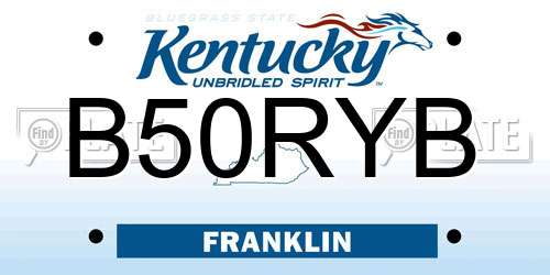 B50RYB Kentucky License Plate